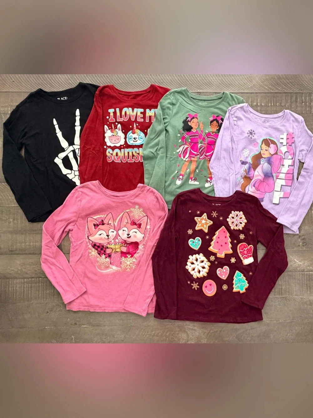 Girls Graphic Long Sleeve Tees Bundle Size 7/8